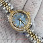 Perfect Replica Rolex Datejust Oyster Perpetual  28mm Women's Watch - Diamond Markers Blue Dial Gold Case